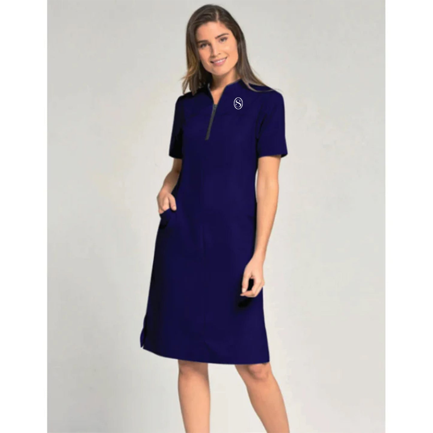 Ladies Navy Blue Studio Terry Cloth Dress
