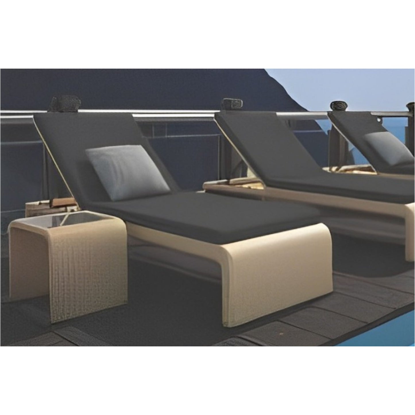 Beach Lounge Chair, Aluminum Frame with PE Rattan, Weather-Resistant