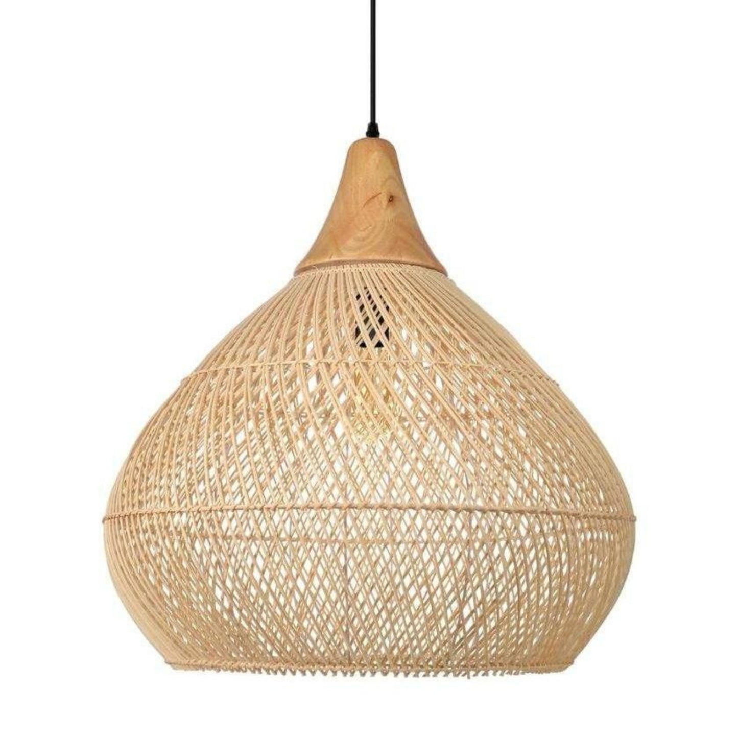 Vintage Rattan Chandelier – 40cm Diameter, Daylight & Warm White Options