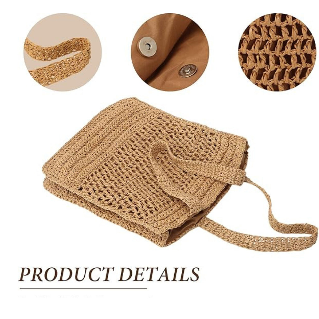 Customizable Women's Casual Straw Beach Tote