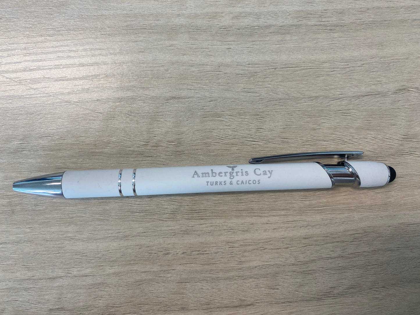 Elegant White Retractable Ballpoint Pen with Silver Accents