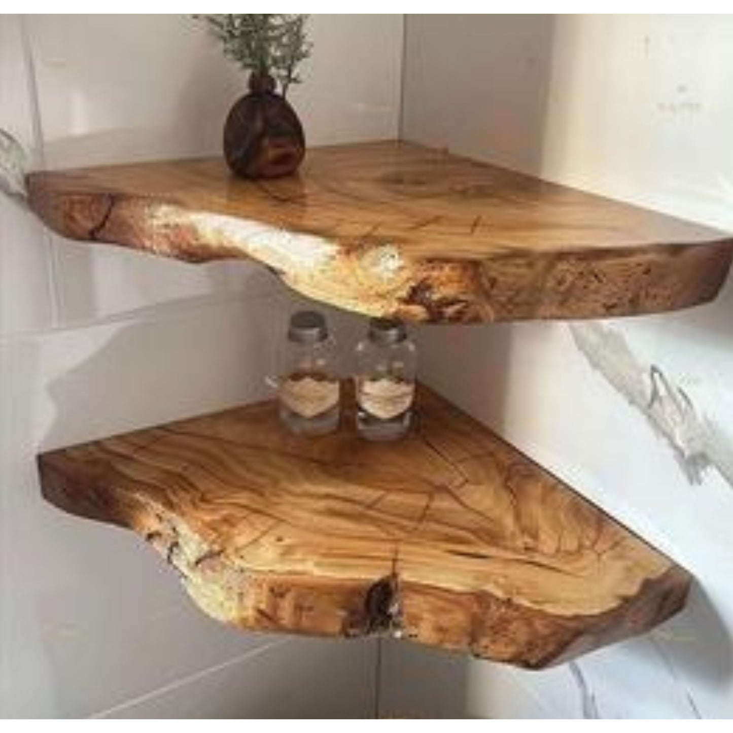 Wood Slab Invisible Wall-Mount Counter Shelves – 120x60cm