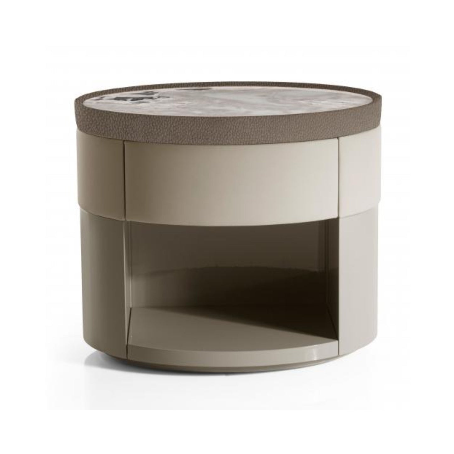Multi-Layer Solid Wood Stand with Microfiber Leather & Jazz White Marble