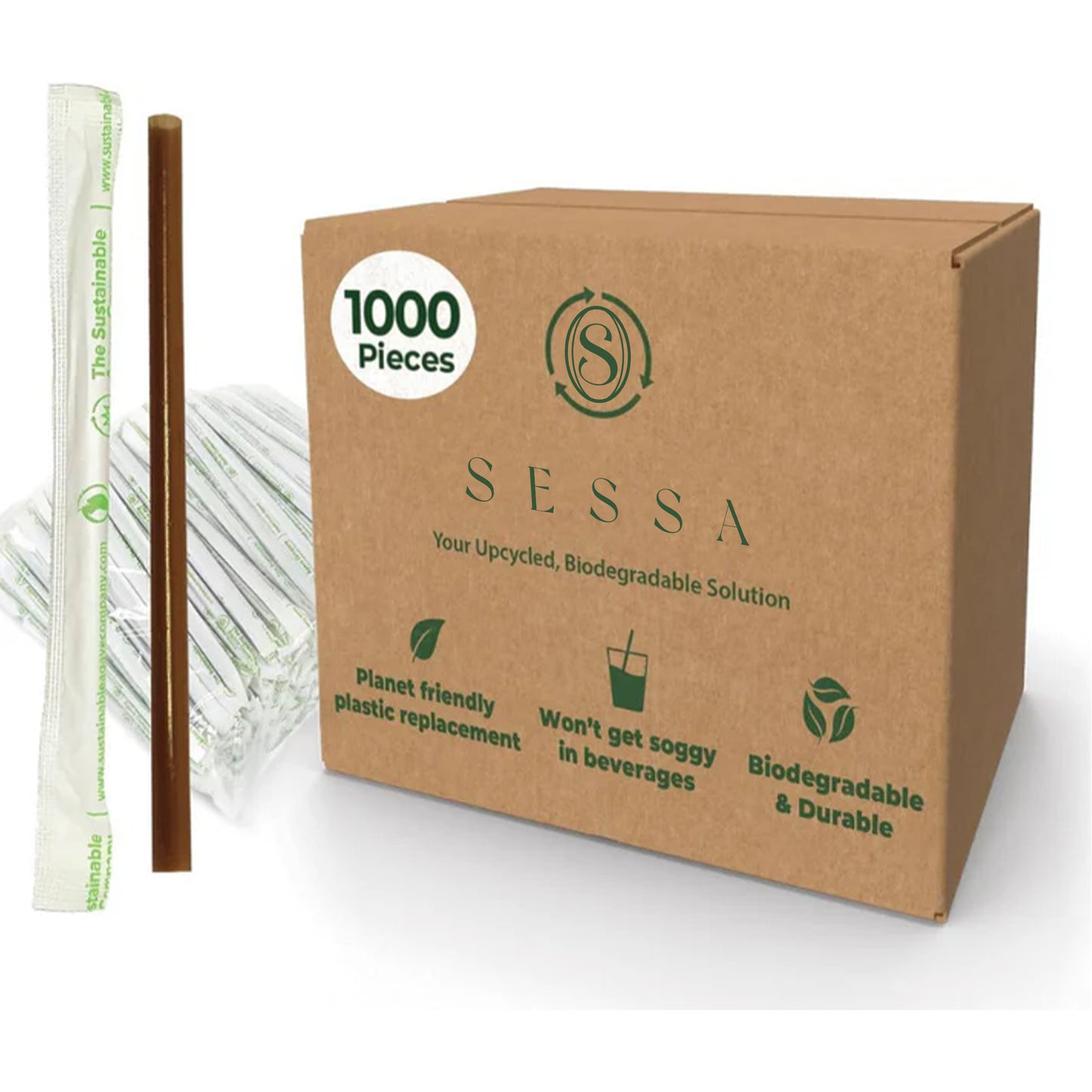 1000-Pack Individually Wrapped Agave Fiber Straws – Biodegradable & Durable