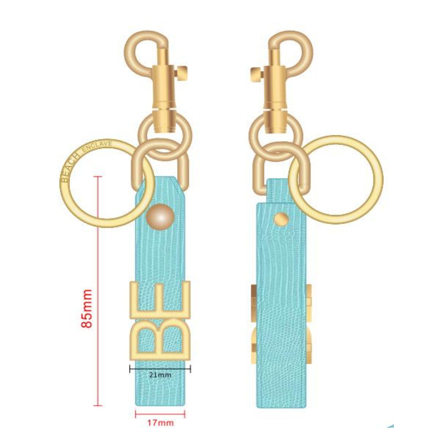 Gold-Plated PU Leather Keychain – Custom Engraved Logo Keyring