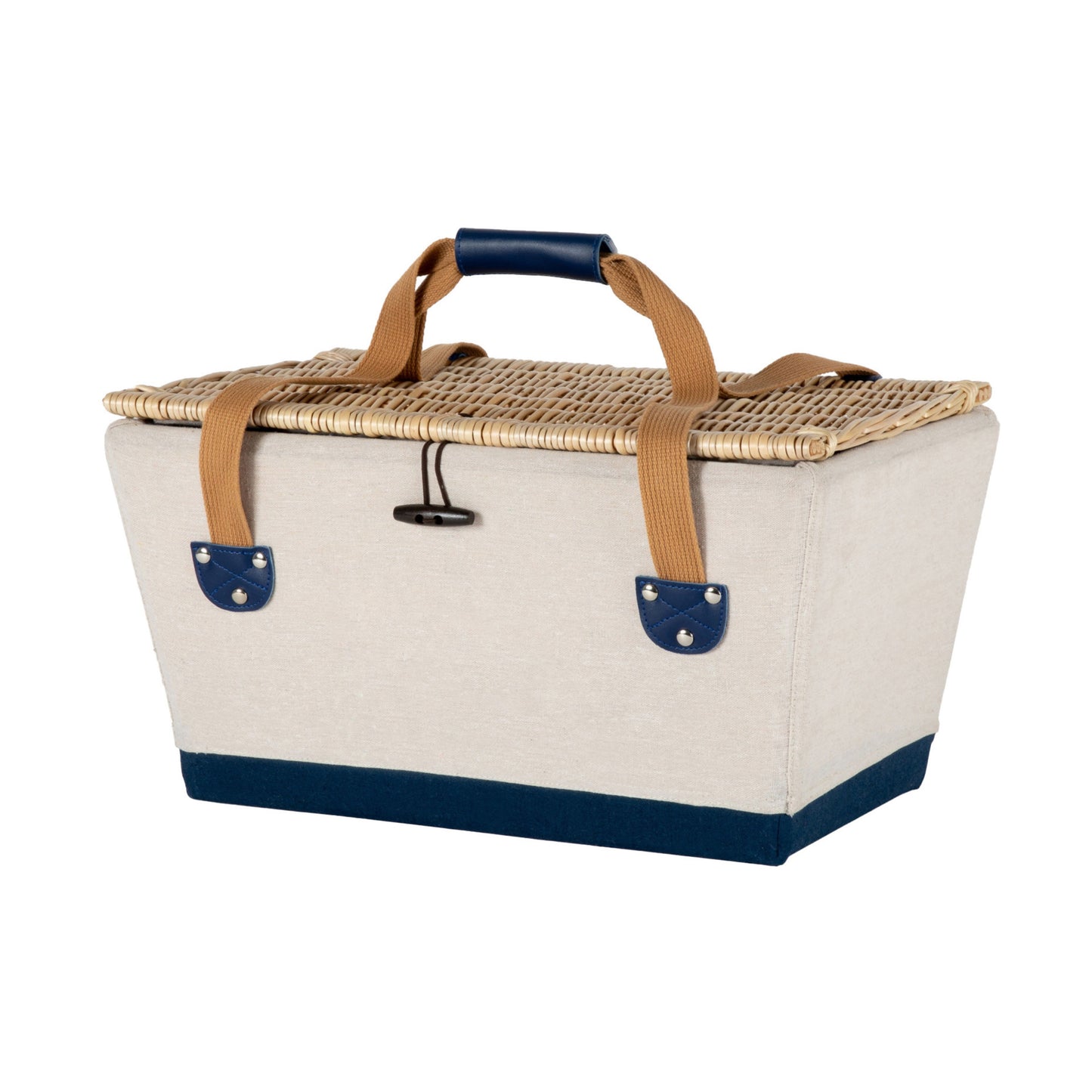 Handwoven Willow & Canvas Picnic Basket – Stylish & Durable