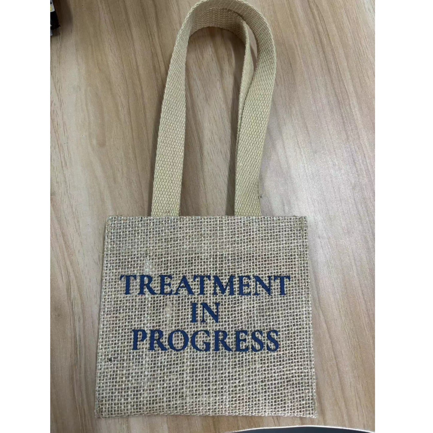 Jute Privacy Door Sign Tote Bag – Double-Sided Print – "Privacy Please" & "Treatment in Progress"