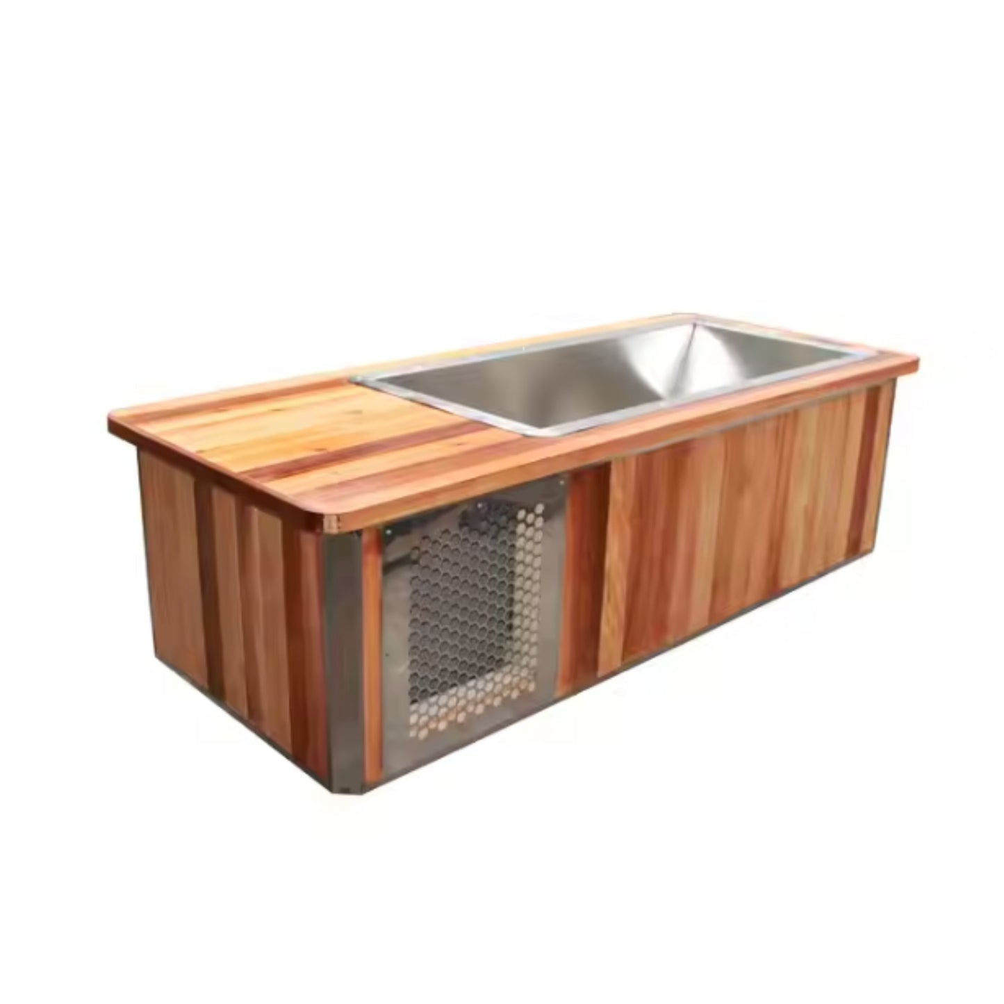 Cold Plunge Tub, Red Cedar & Stainless Steel, 1-Person Capacity, Adjustable Temperature 3°C-42°C, 220V