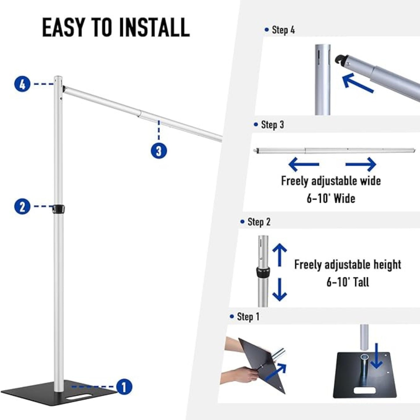 Adjustable Pipe and Drape Backdrop Stand