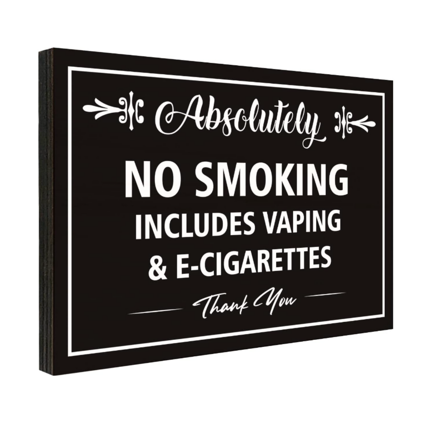 Black Wooden No Smoking Sign – Door Mount (5.15" x 3.55")