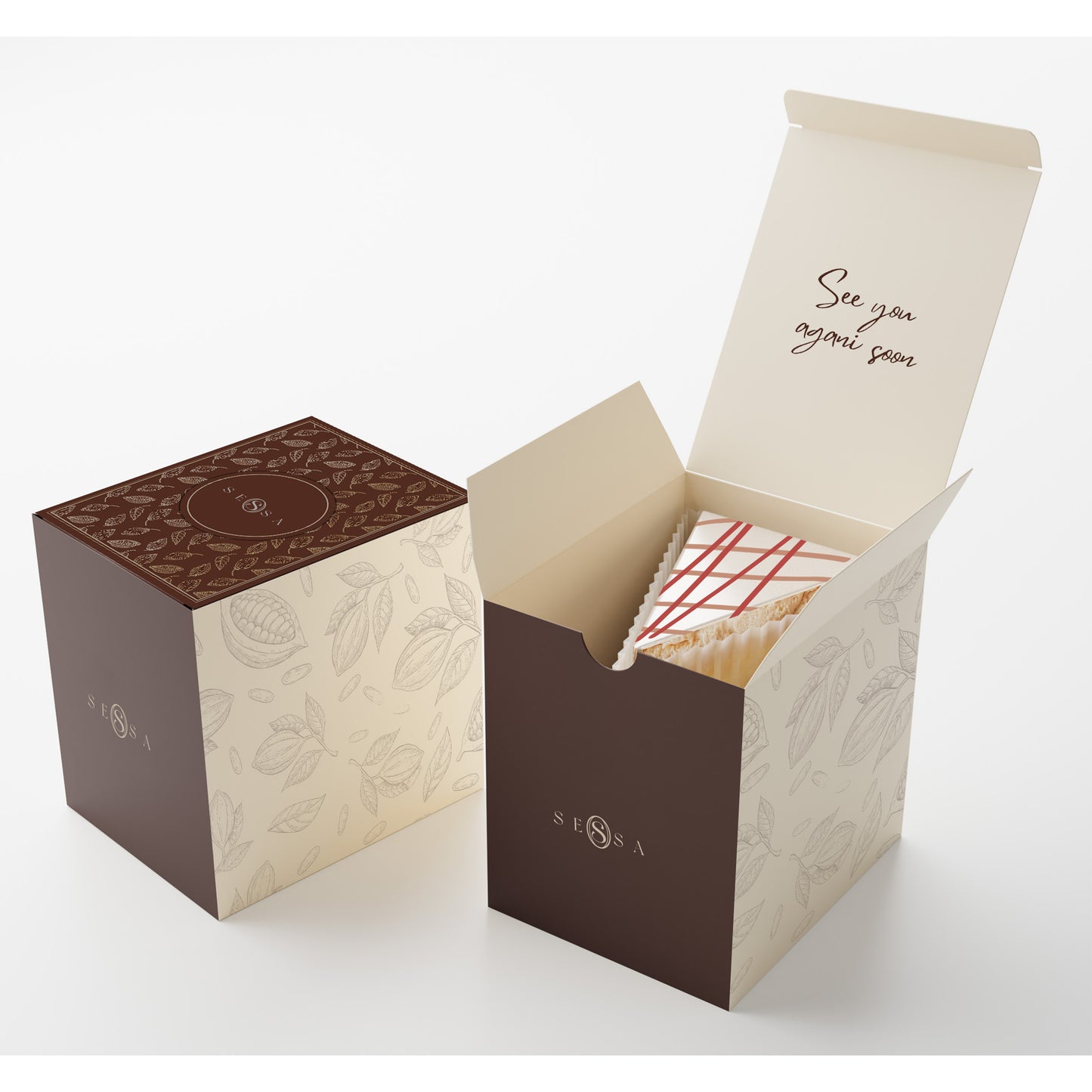 1x Cake Slice Packaging Box – 350g Stock Card, 10x10x8cm