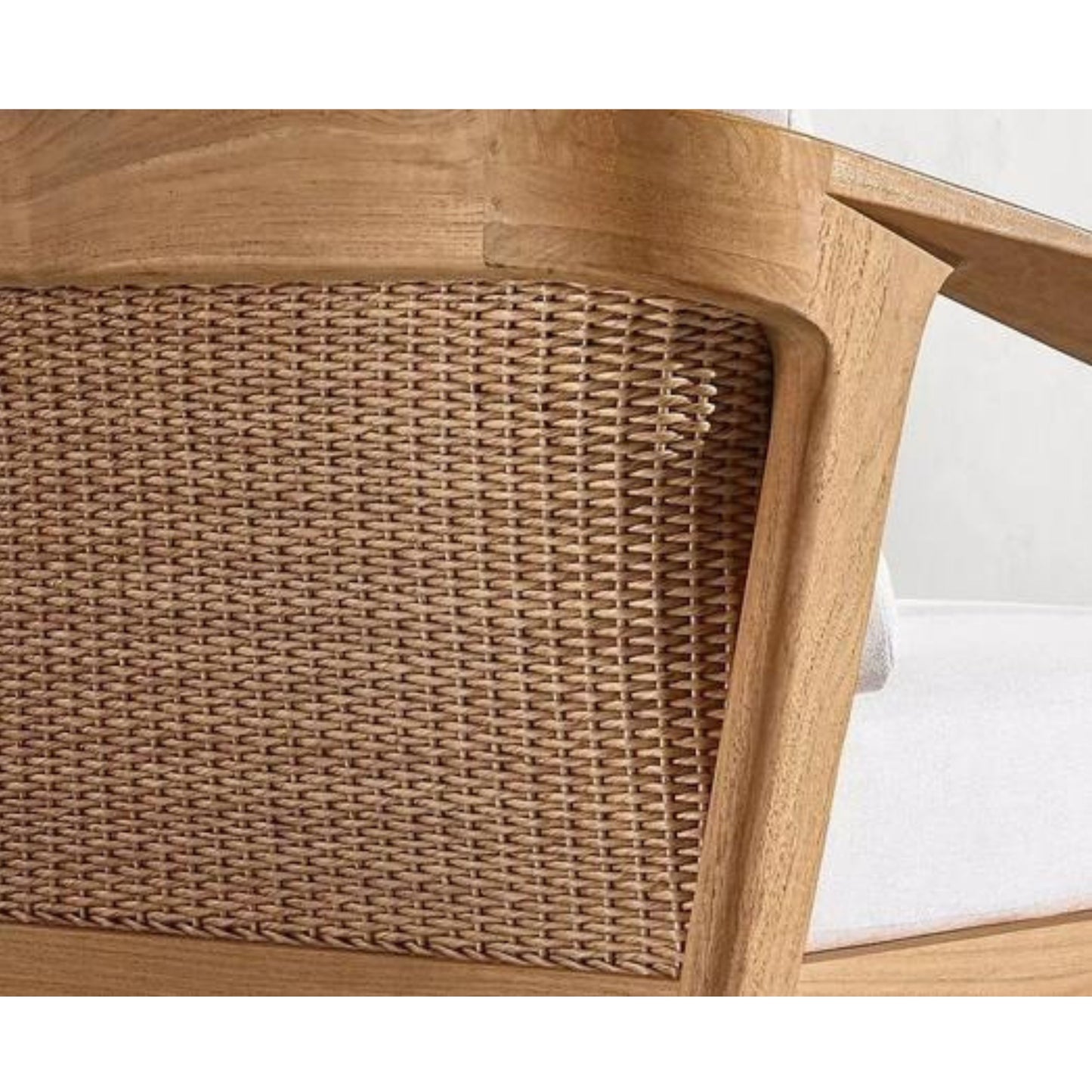 Teak Wood & PE Rattan Outdoor Single Sofa