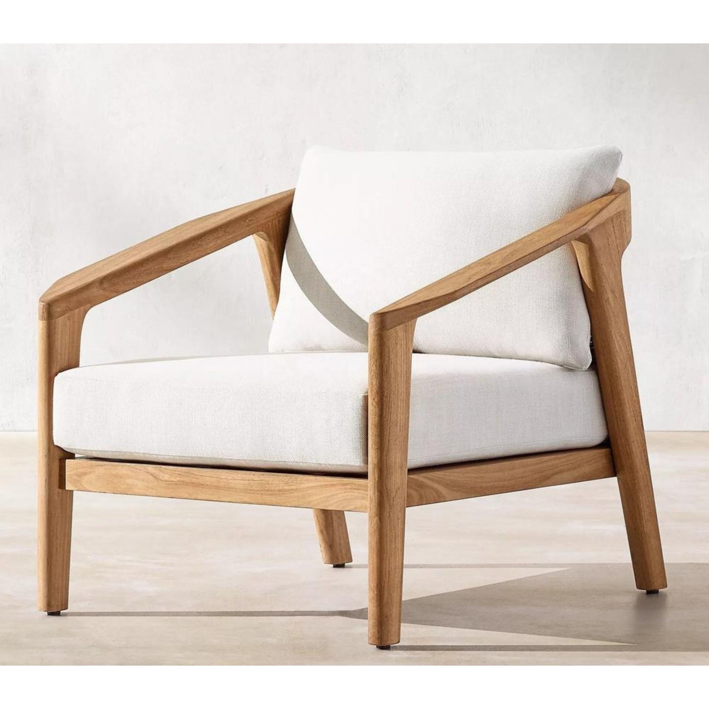 Teak Wood & PE Rattan Outdoor Single Sofa