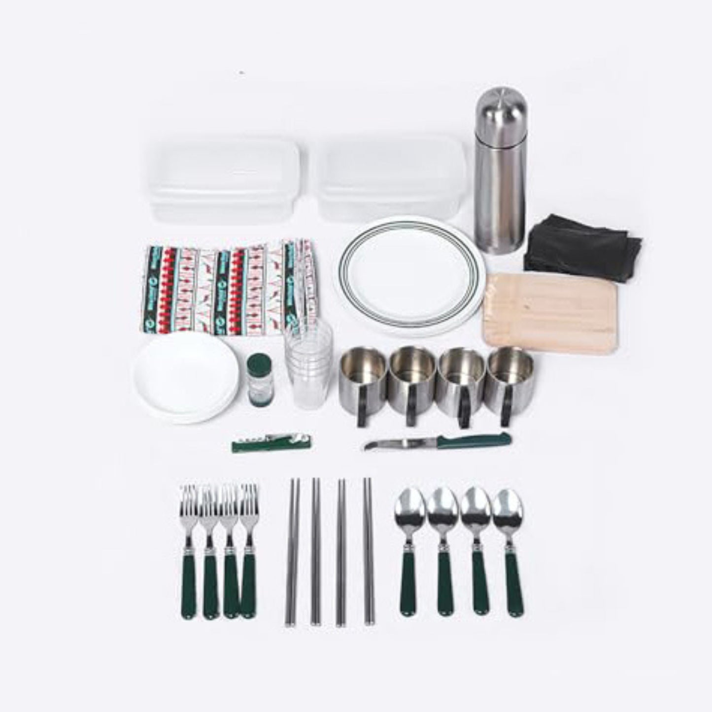 Picnic Backpack for 4 with Cutlery, Plates, Wine Glasses, and Accessories