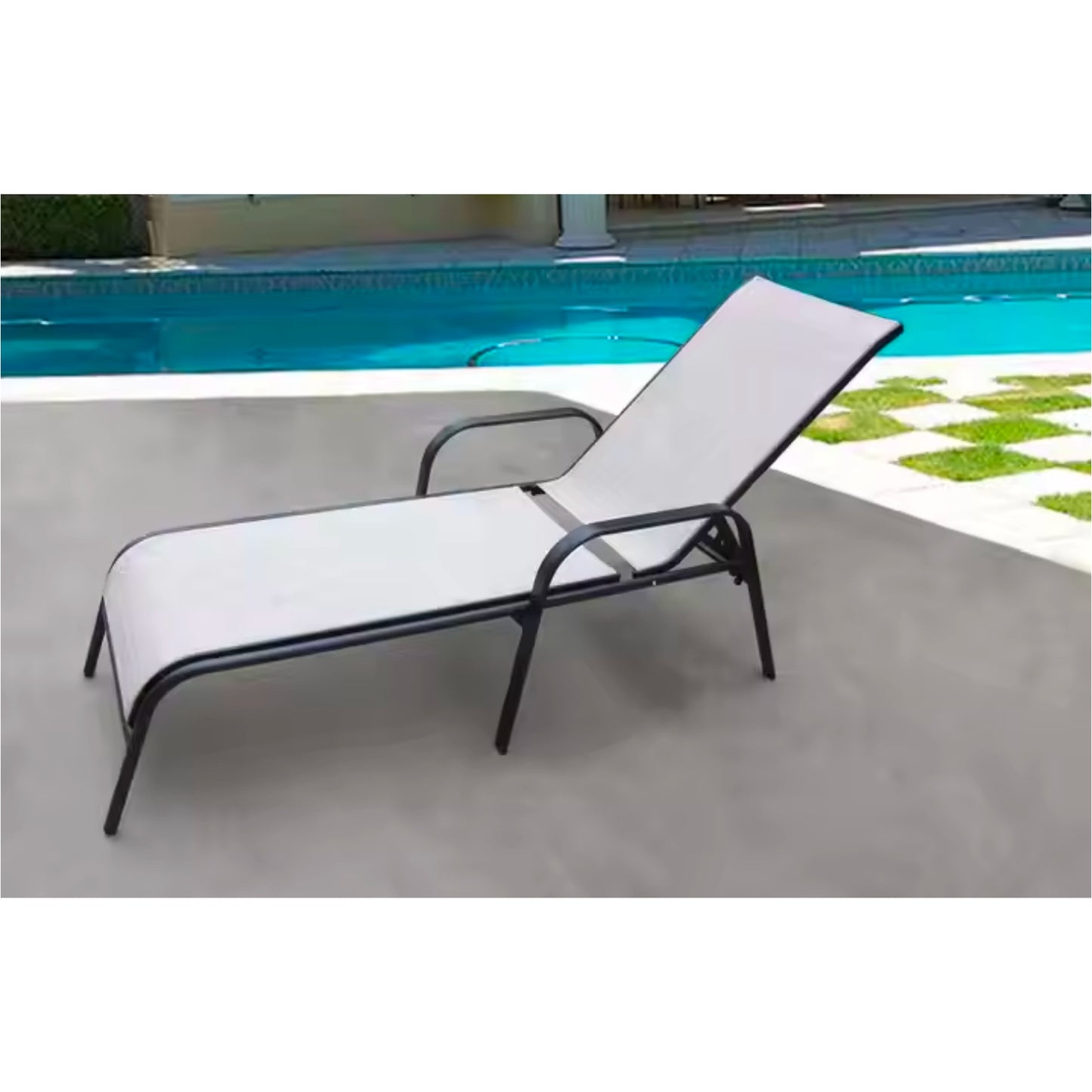 Beach Lounge Chair, Durable Metal Frame & Weather-Resistant Design