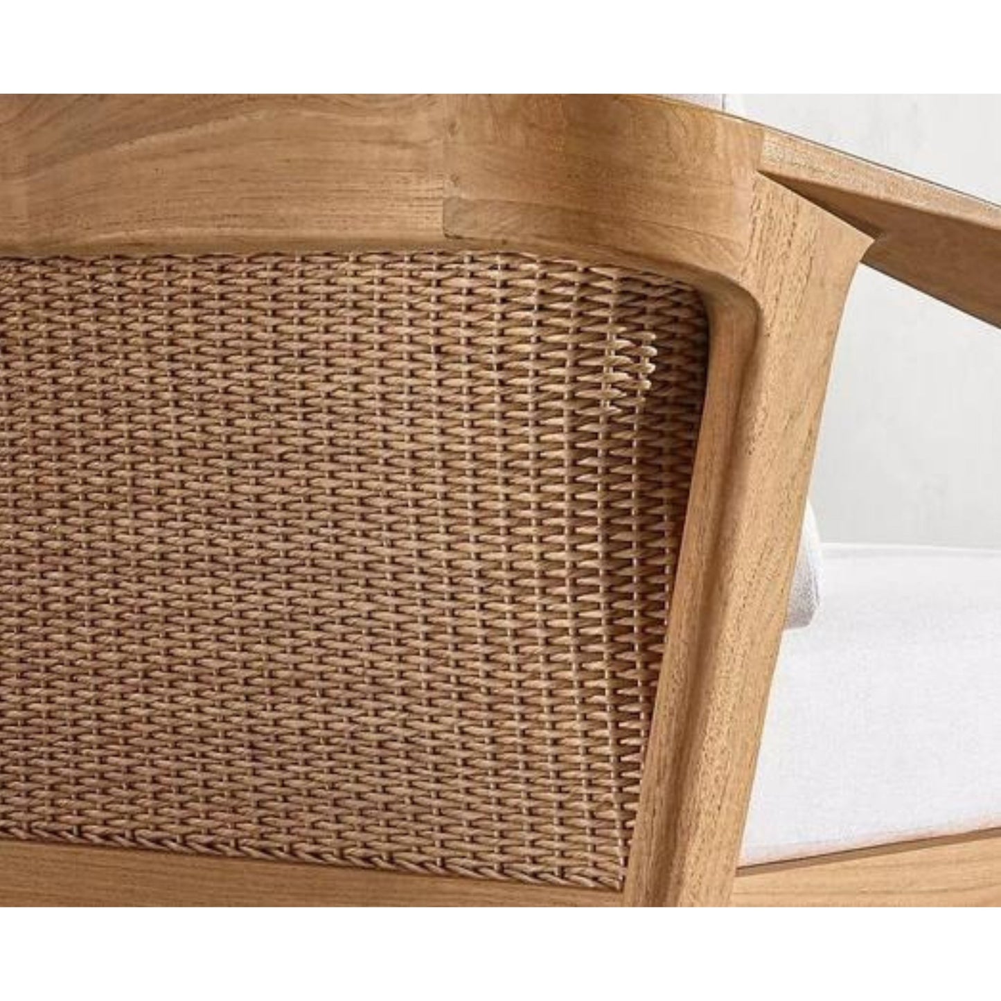 Teak Wood & PE Rattan Outdoor 2-Seater Sofa