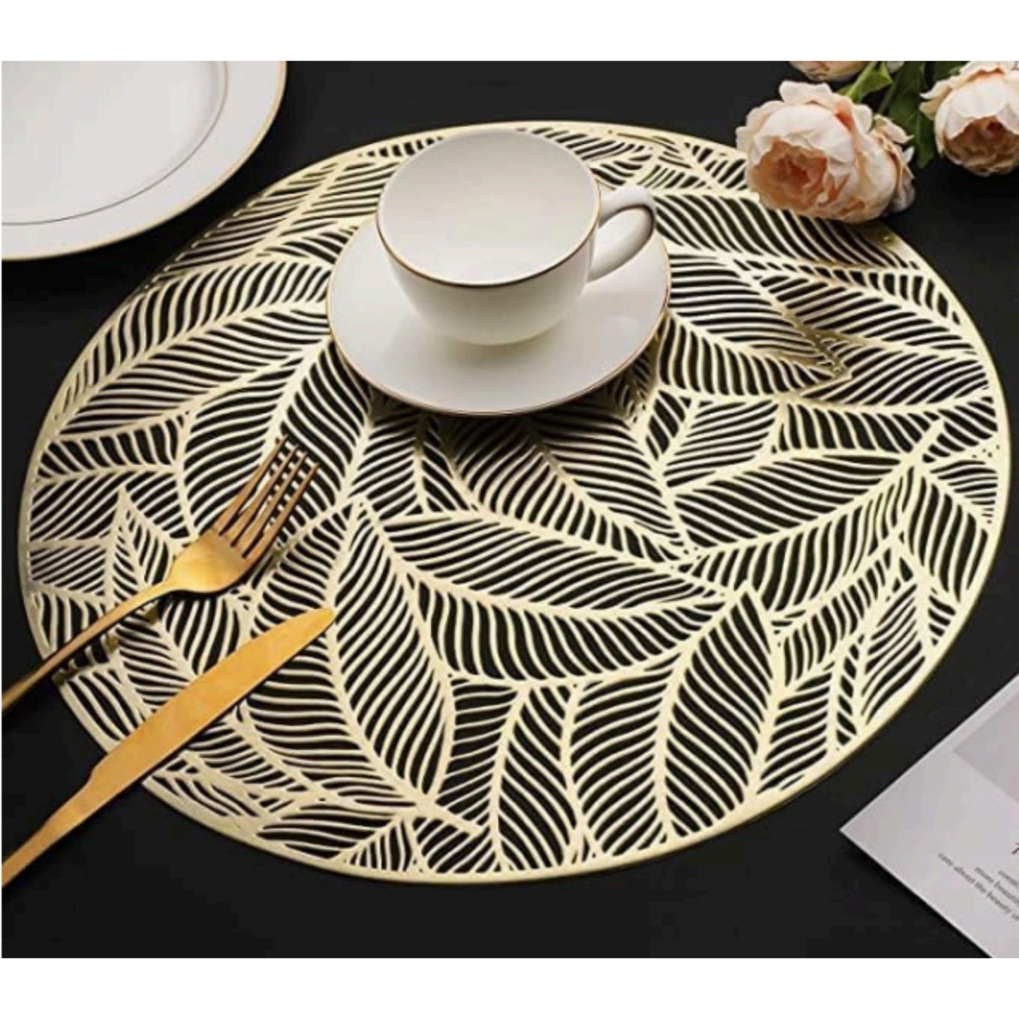 Elegant Round Leaf Vinyl Placemats
