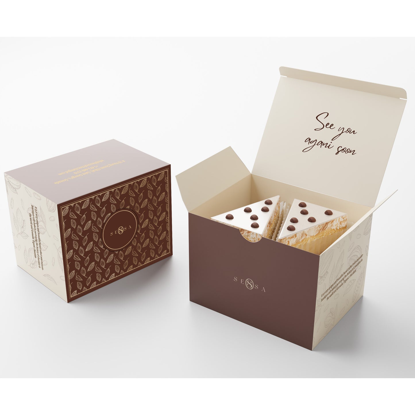 2x Cake Slice Packaging Box – 350g Stock Card, 10x10x5cm