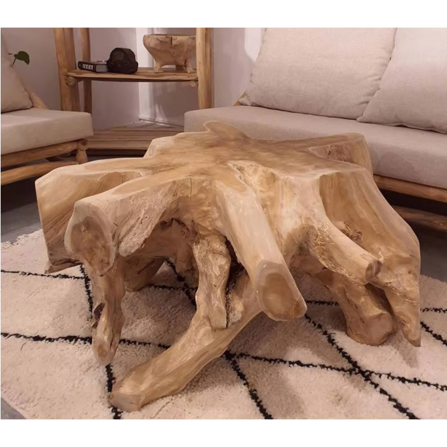 Round Teak Wood Outdoor Coffee Table
