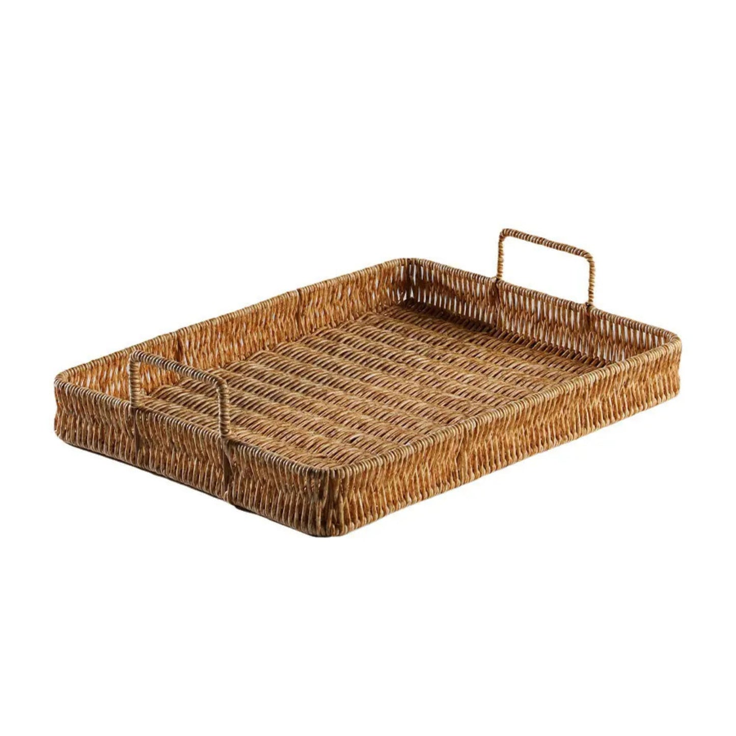 Handwoven Rattan Serving Tray – Rustic & Stylish with Handles
