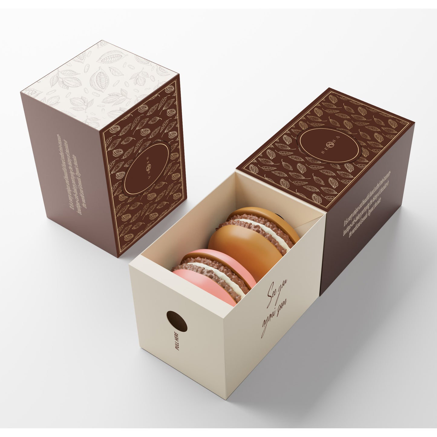 2x Macarons Packaging Box – 350g Stock Card with PVC Insert