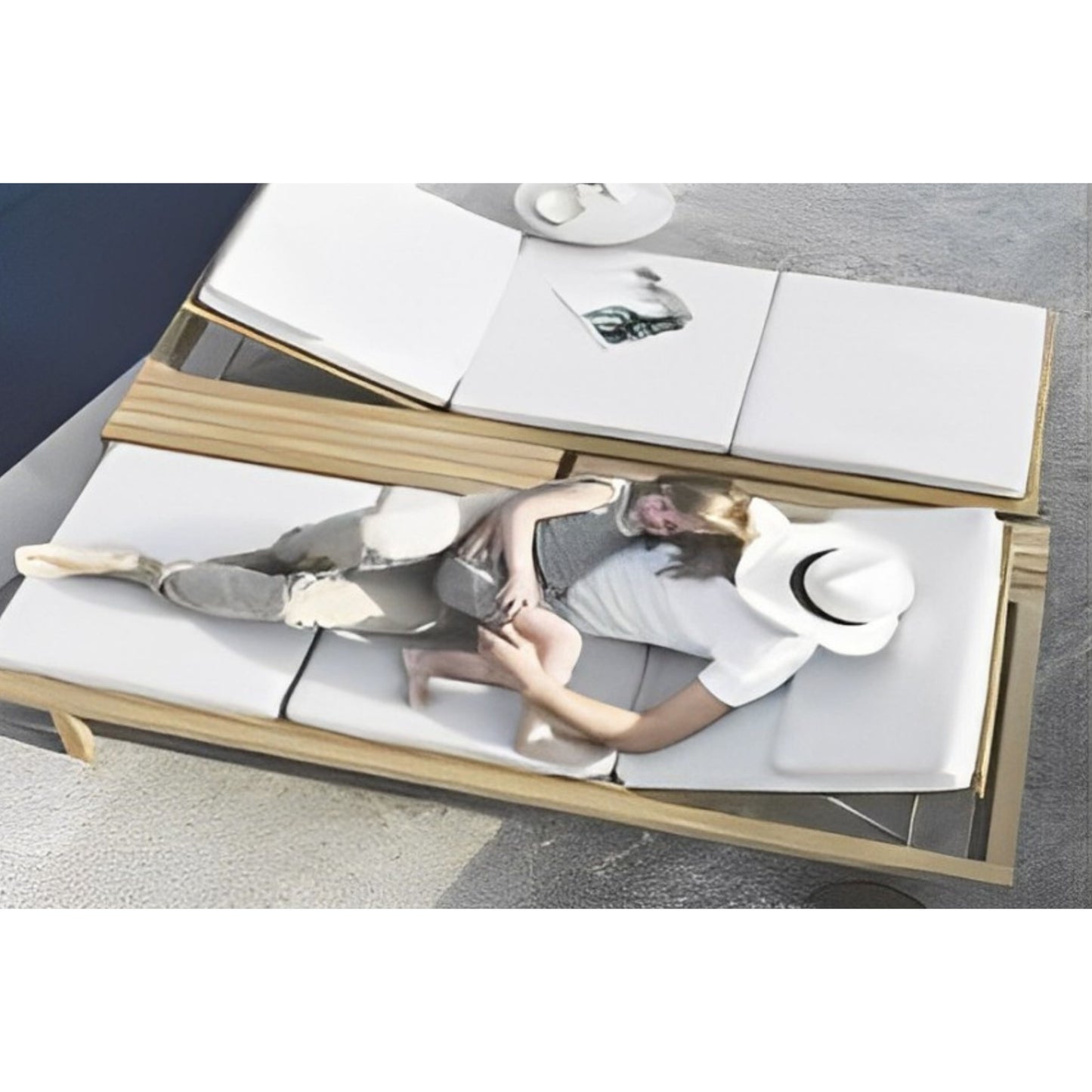 Beach Lounge Chair, Premium Teak Wood, Weather-Resistant Design