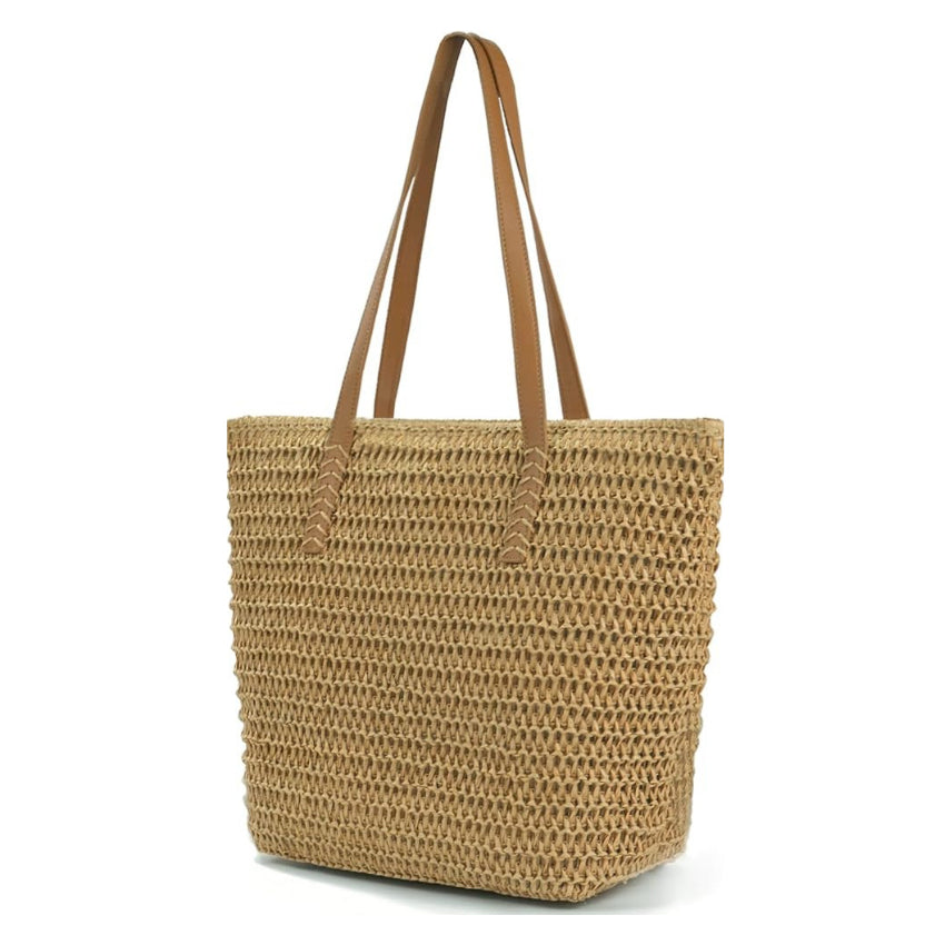 Customizable Straw Shoulder Bag – Spacious & Stylish Beach Tote