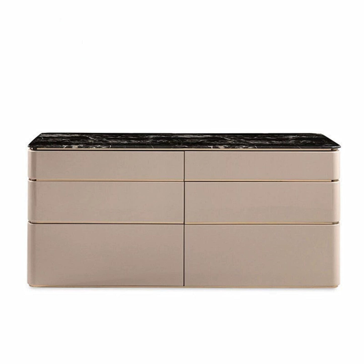 Elegant Wooden Dresser with Black & White Marble Top