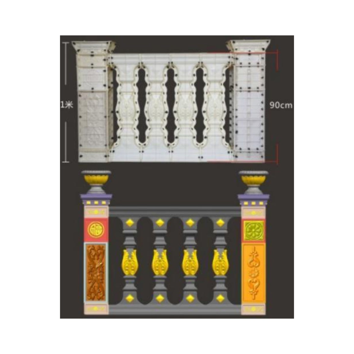 Cast-in-Place Baluster Mold – Decorative Baluster with Side Column (M-6)