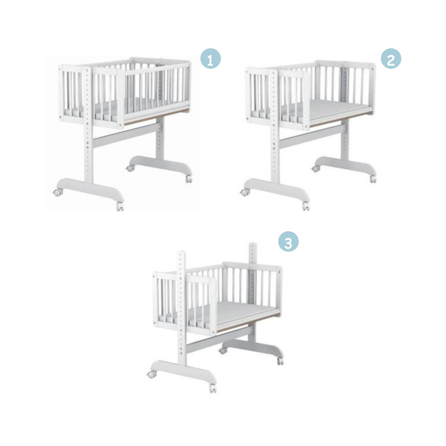 Adjustable Baby Crib with Wheels