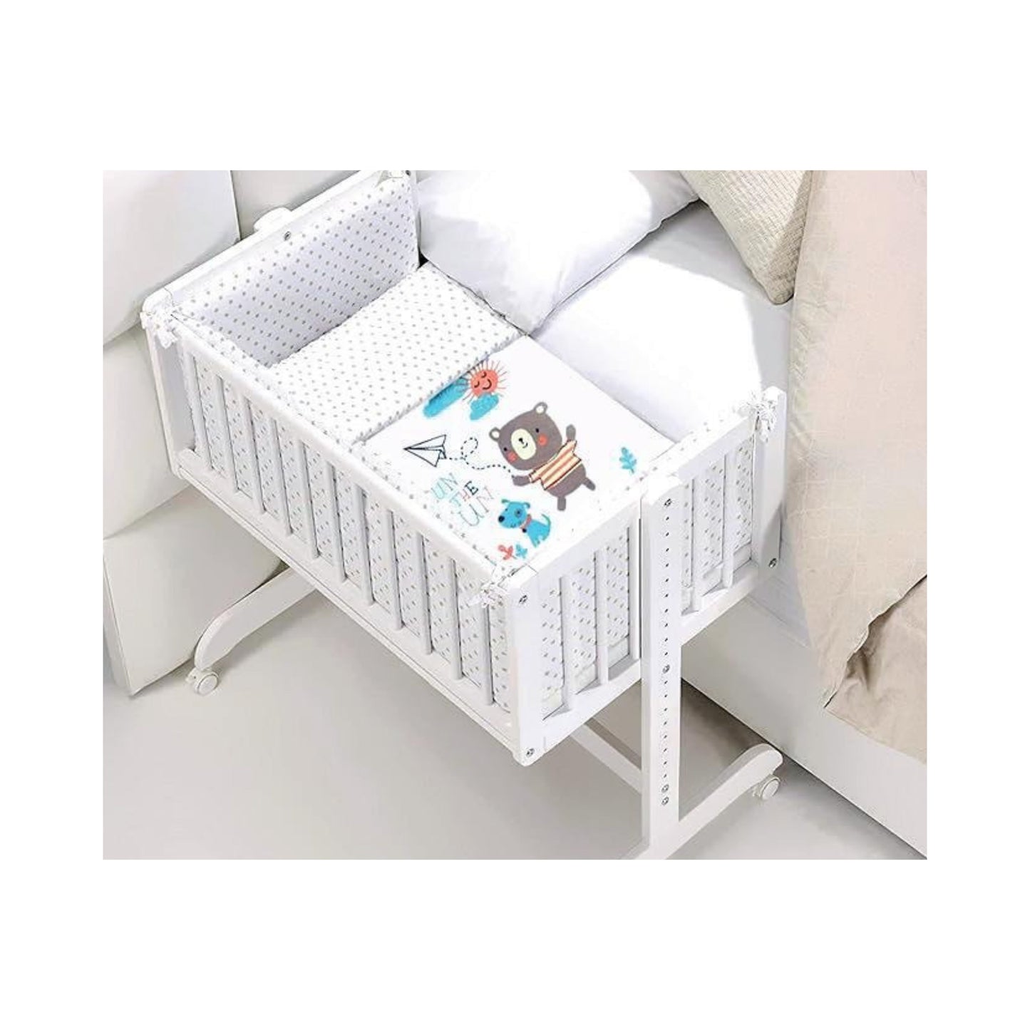 Adjustable Baby Crib with Wheels
