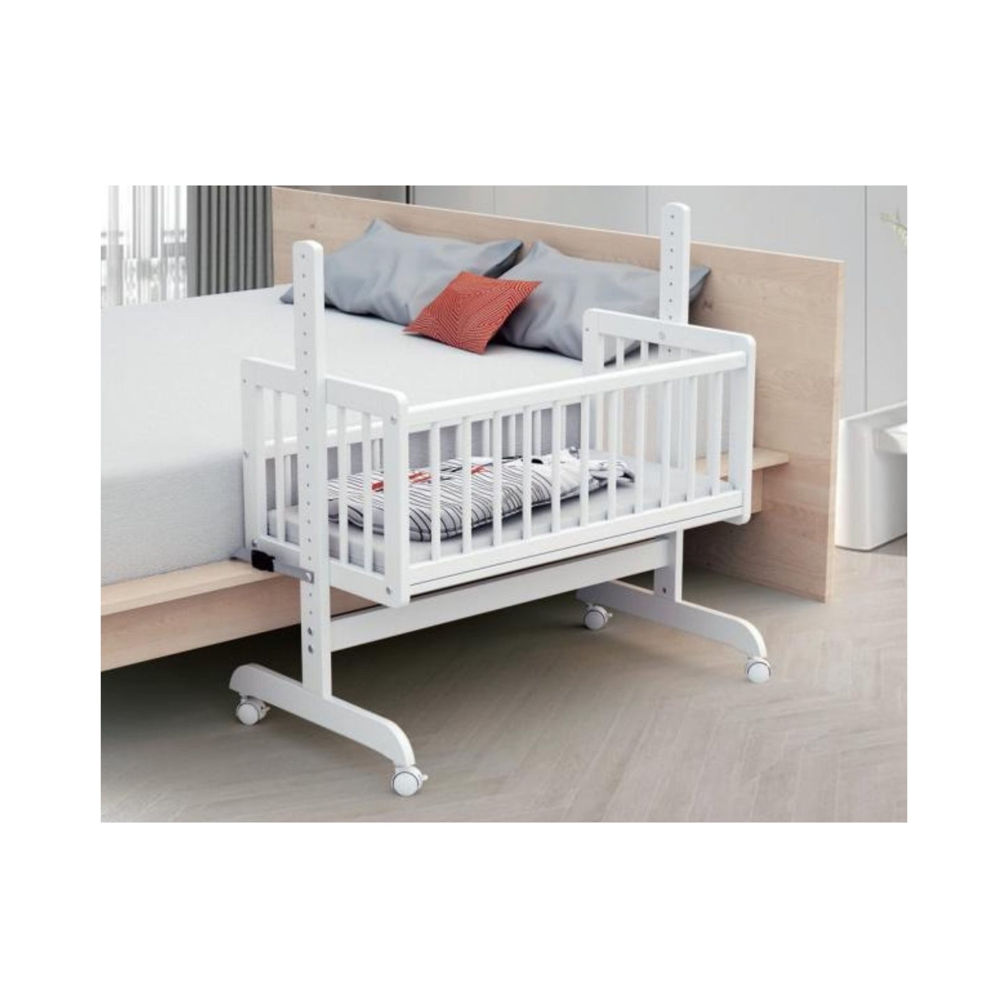 Adjustable Baby Crib with Wheels