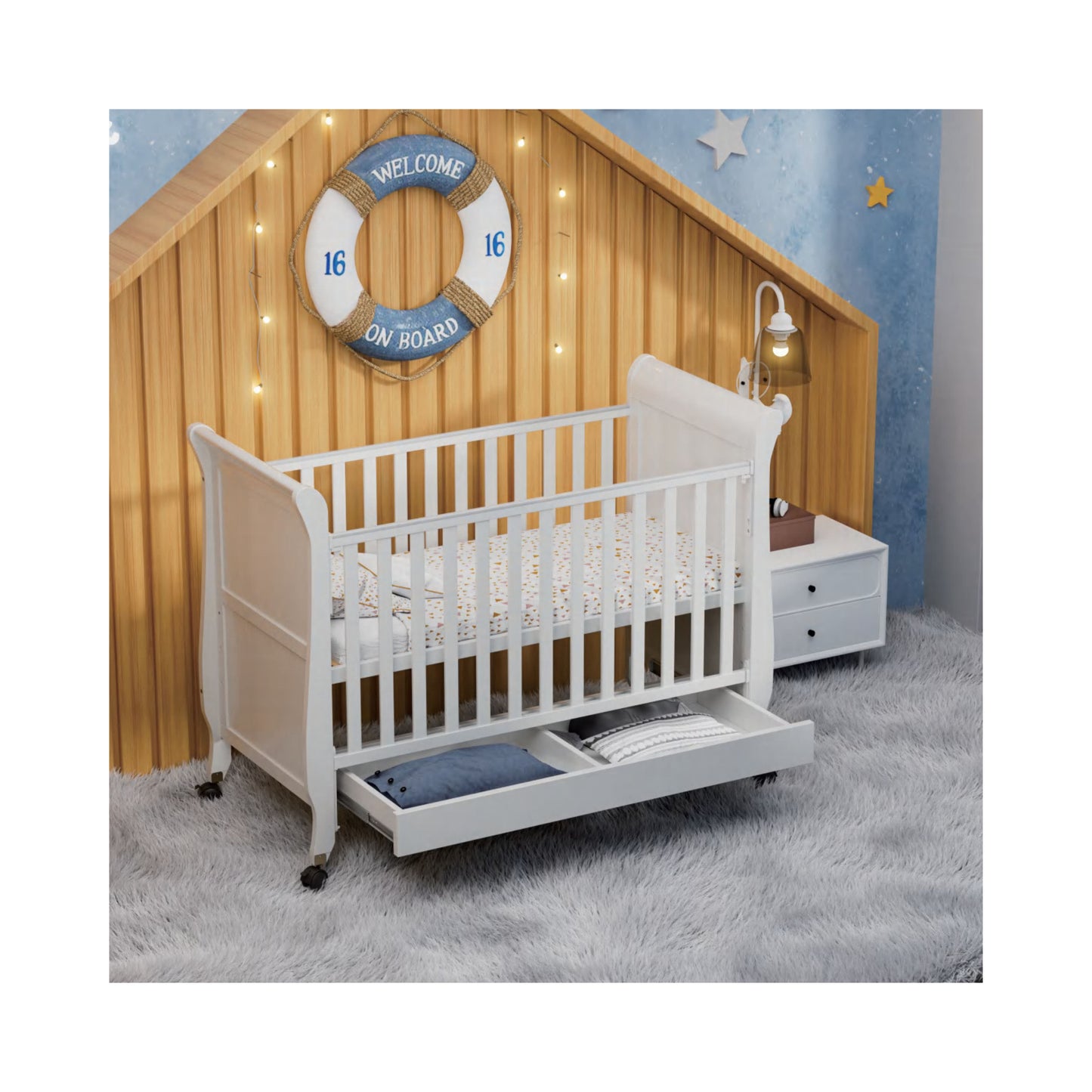 Convertible Baby Crib with Storage – Model WBB067