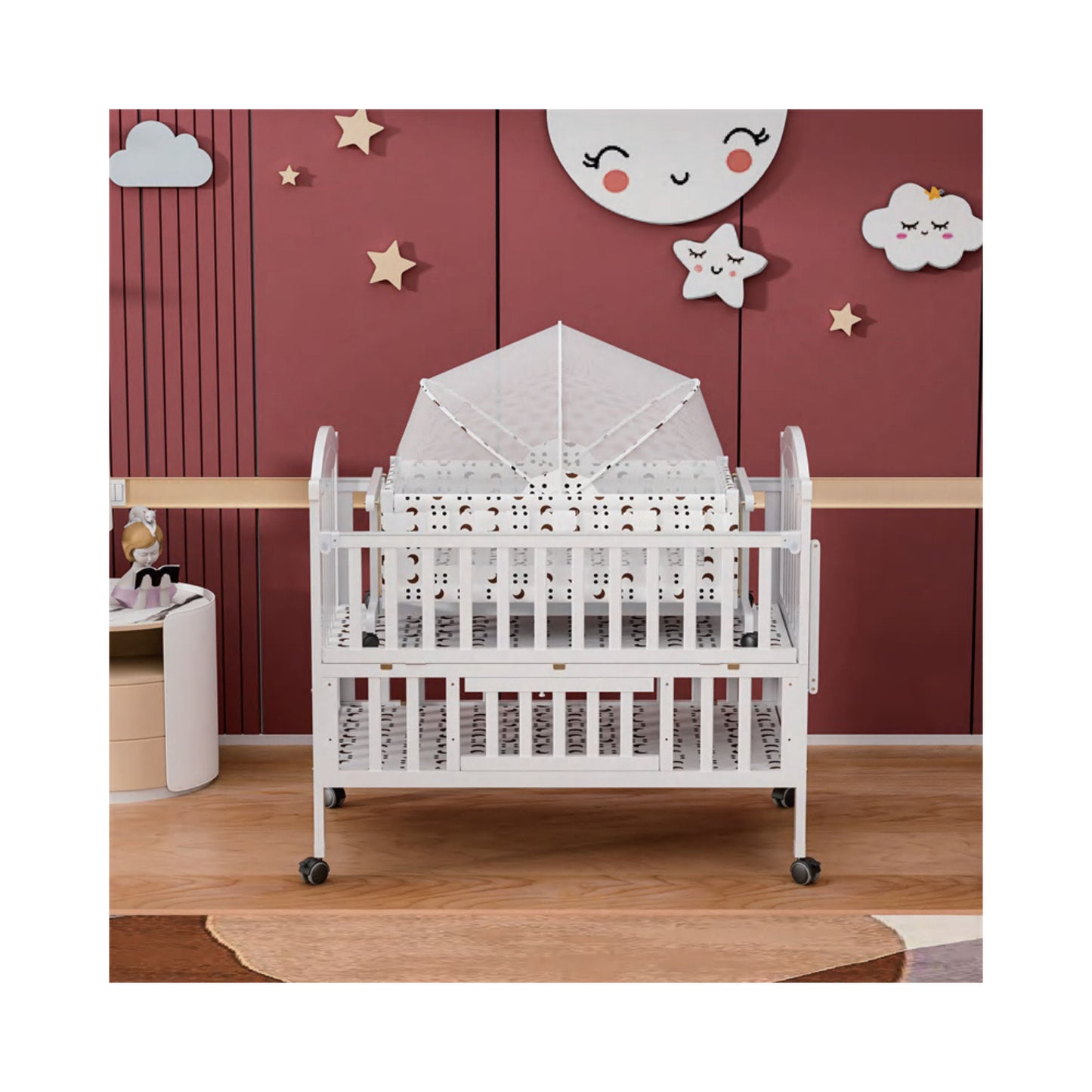 Multifunction Baby Crib with Shaker and Storage – Model WBB602