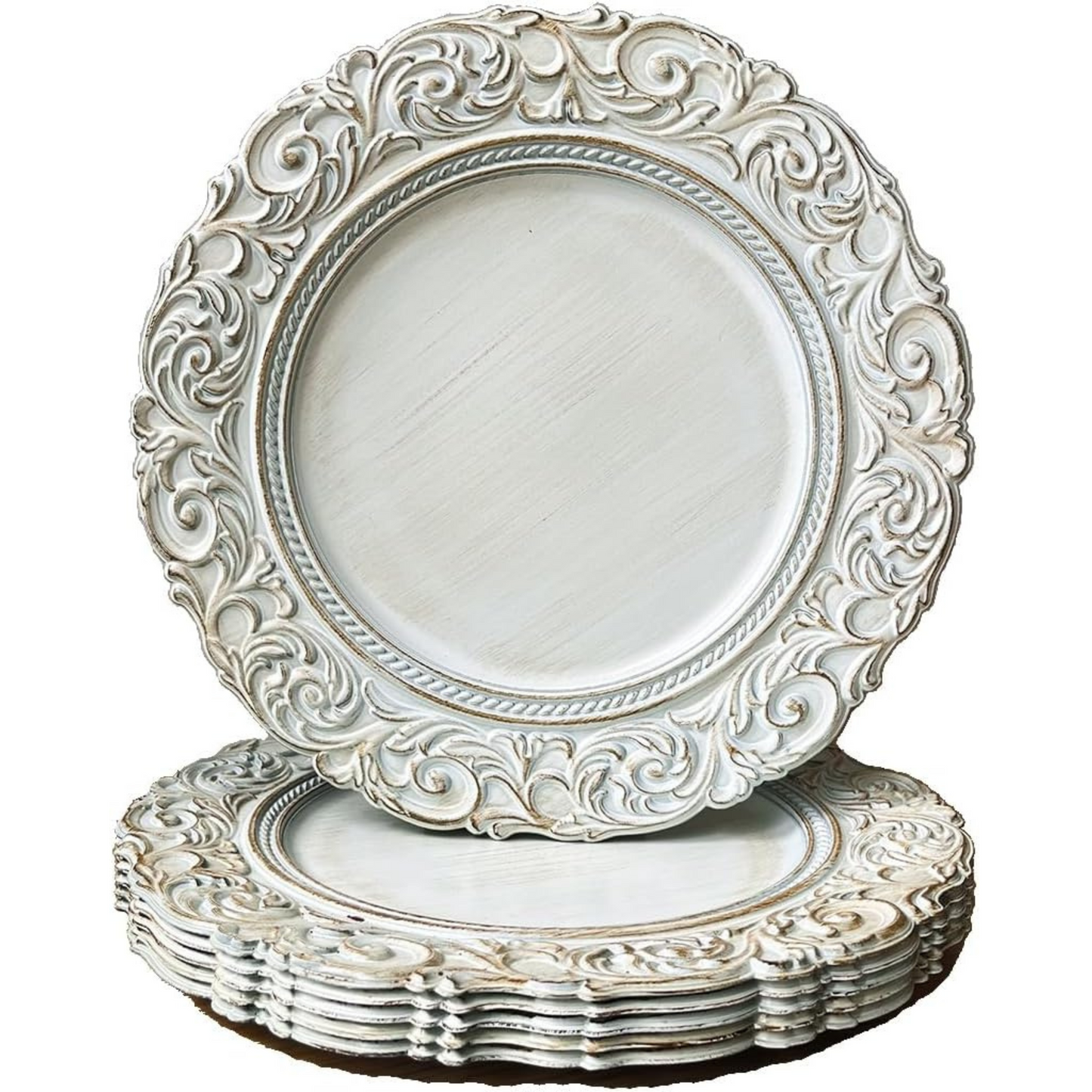 Antique Charger Plates – Set of 6, 13 Inch, Plastic