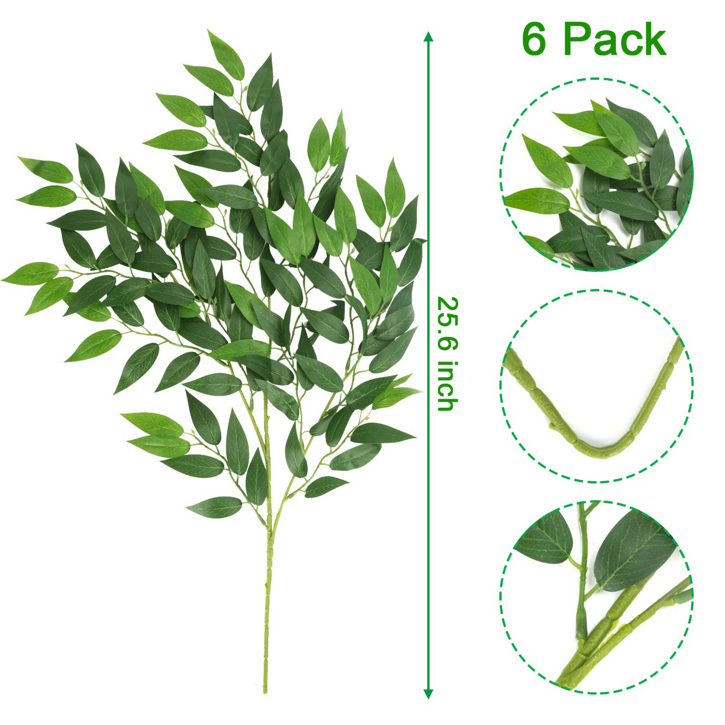 Artificial Italian Ruscus Stems with Eucalyptus - 25.6in
