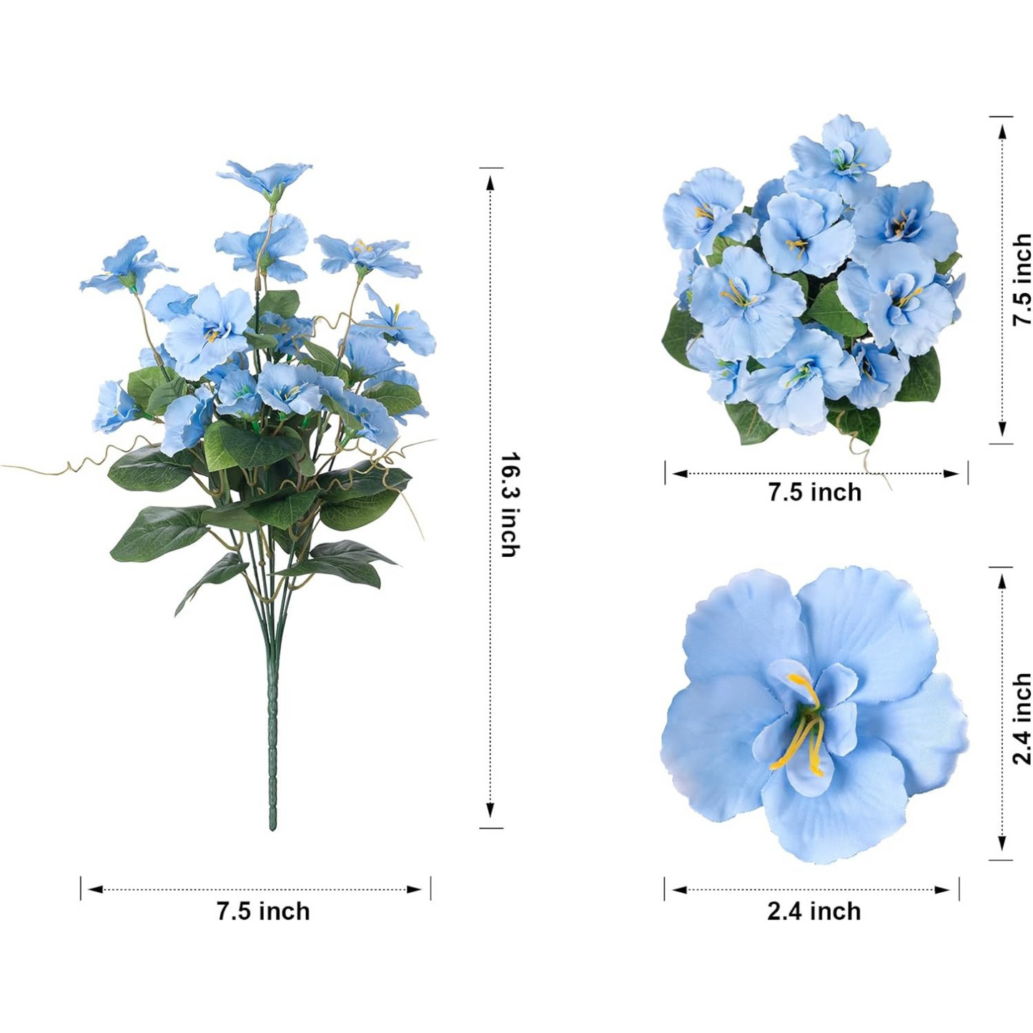 Artificial Hibiscus Flowers in White and Blue