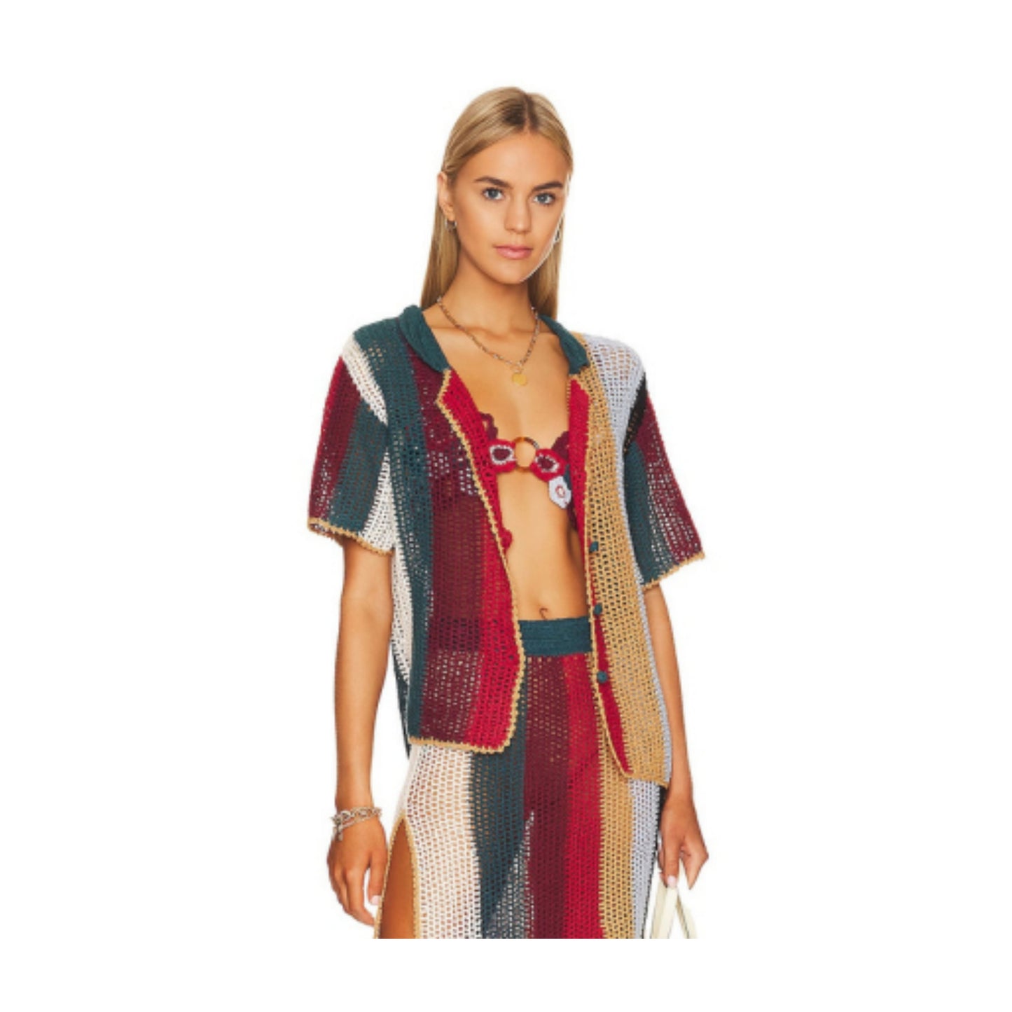 Axel Shirt – Striped Crochet Button-Up Cover-Up