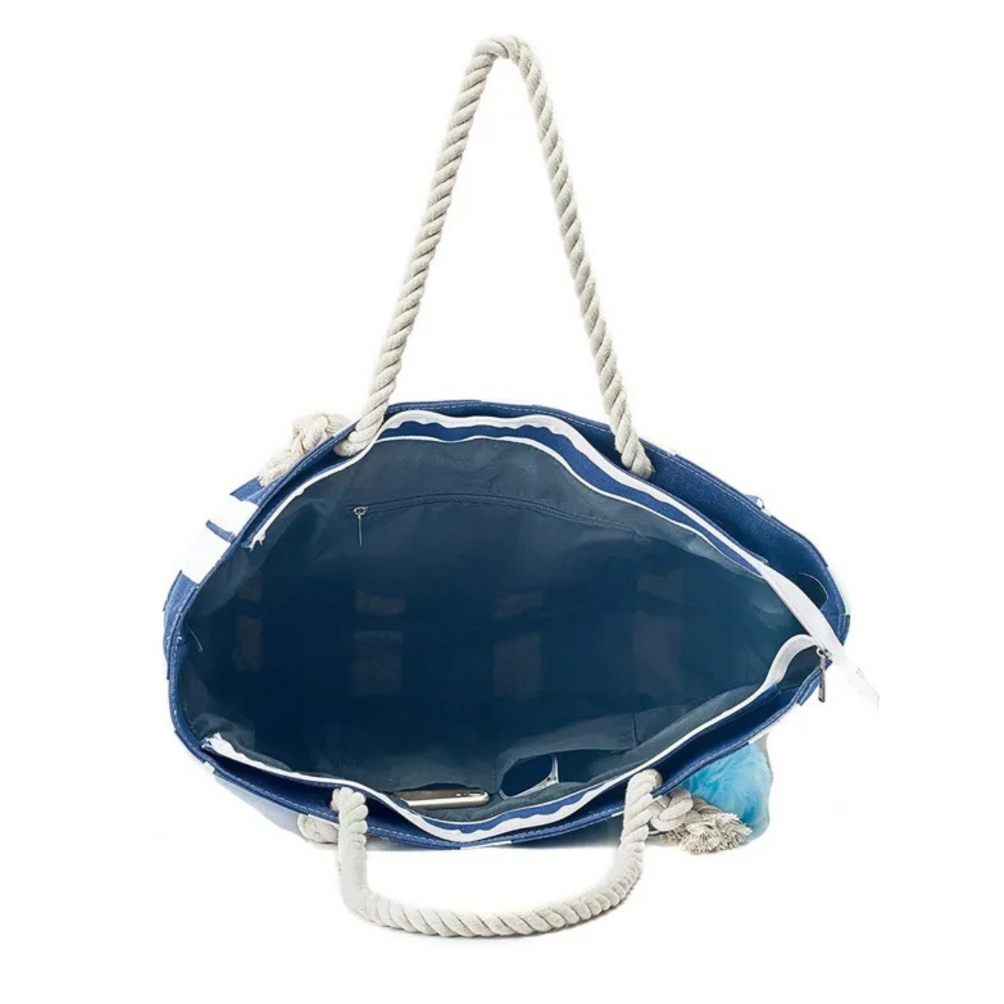 Large Canvas Shoulder Bag – Stylish Beach Tote with Cotton Rope Handles
