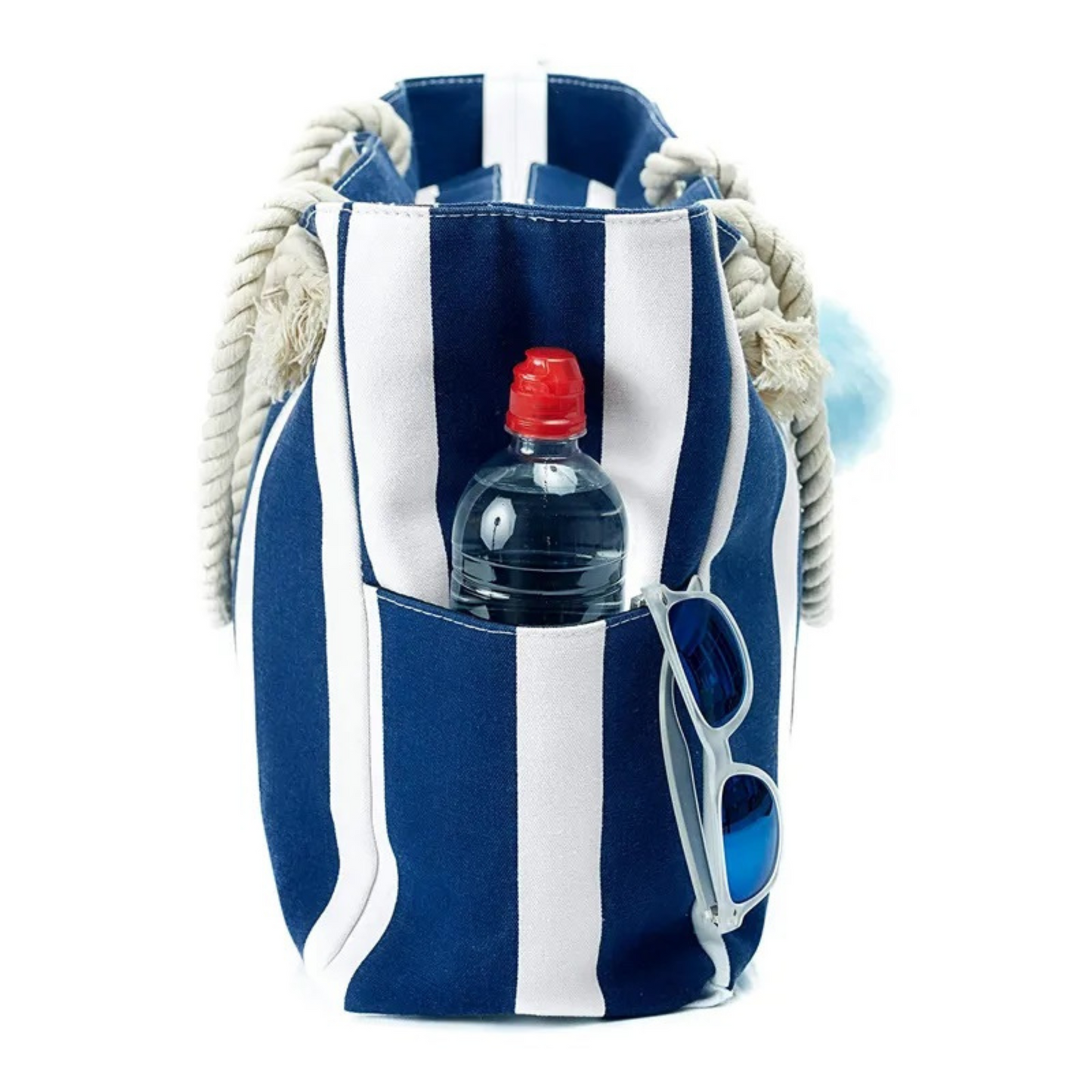 Large Canvas Shoulder Bag – Stylish Beach Tote with Cotton Rope Handles