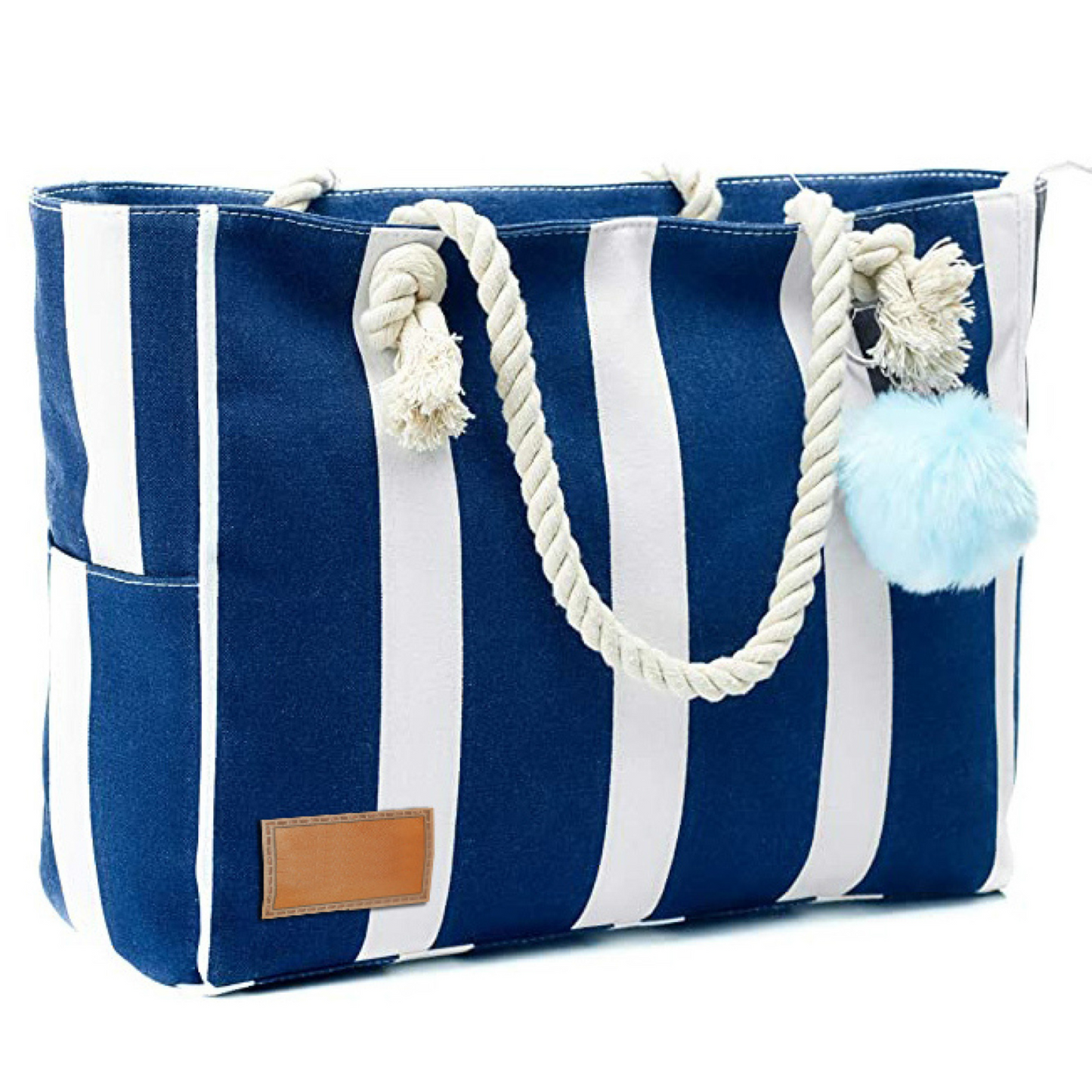 Large Canvas Shoulder Bag – Stylish Beach Tote with Cotton Rope Handles