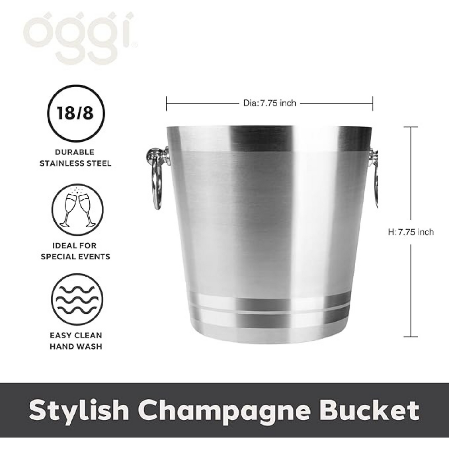 Stylish Stainless Steel Champagne Bucket – 7.75 inches