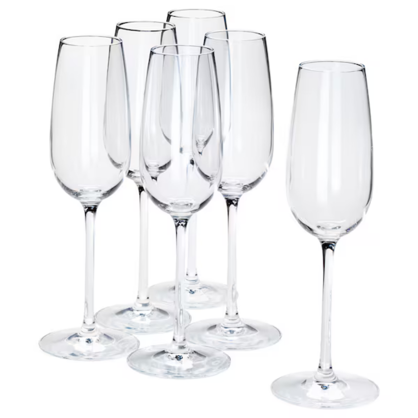Champagne Flute Set of 6 – 22cl (7oz) Clear Glass