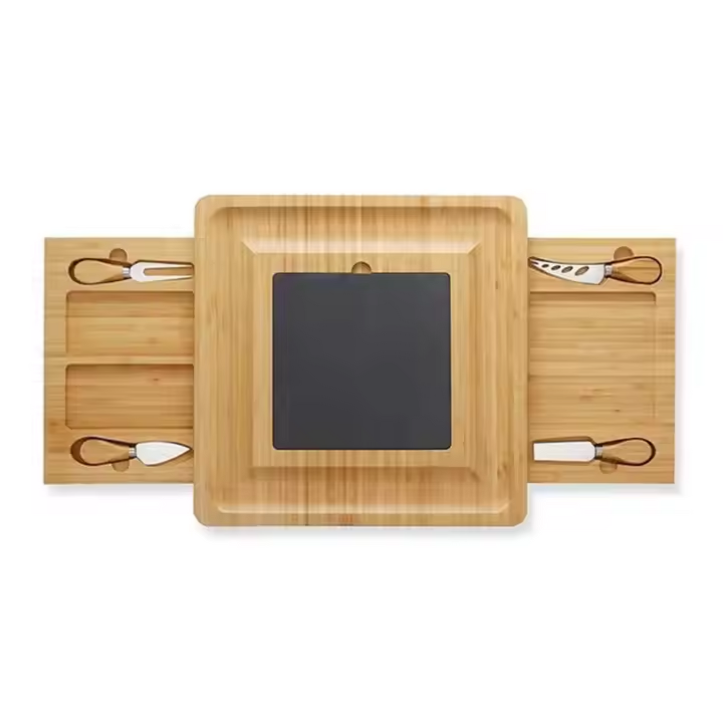 Bamboo Cooking Stone Set with Slate and Stainless Steel Knives