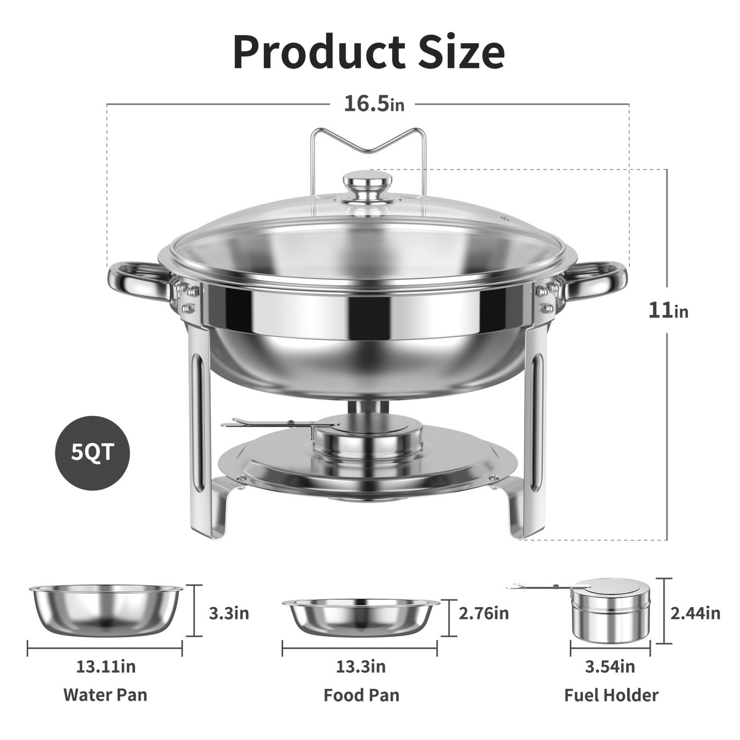TINANA Chafing Dish Buffet Set – 4 Pack, Stainless Steel