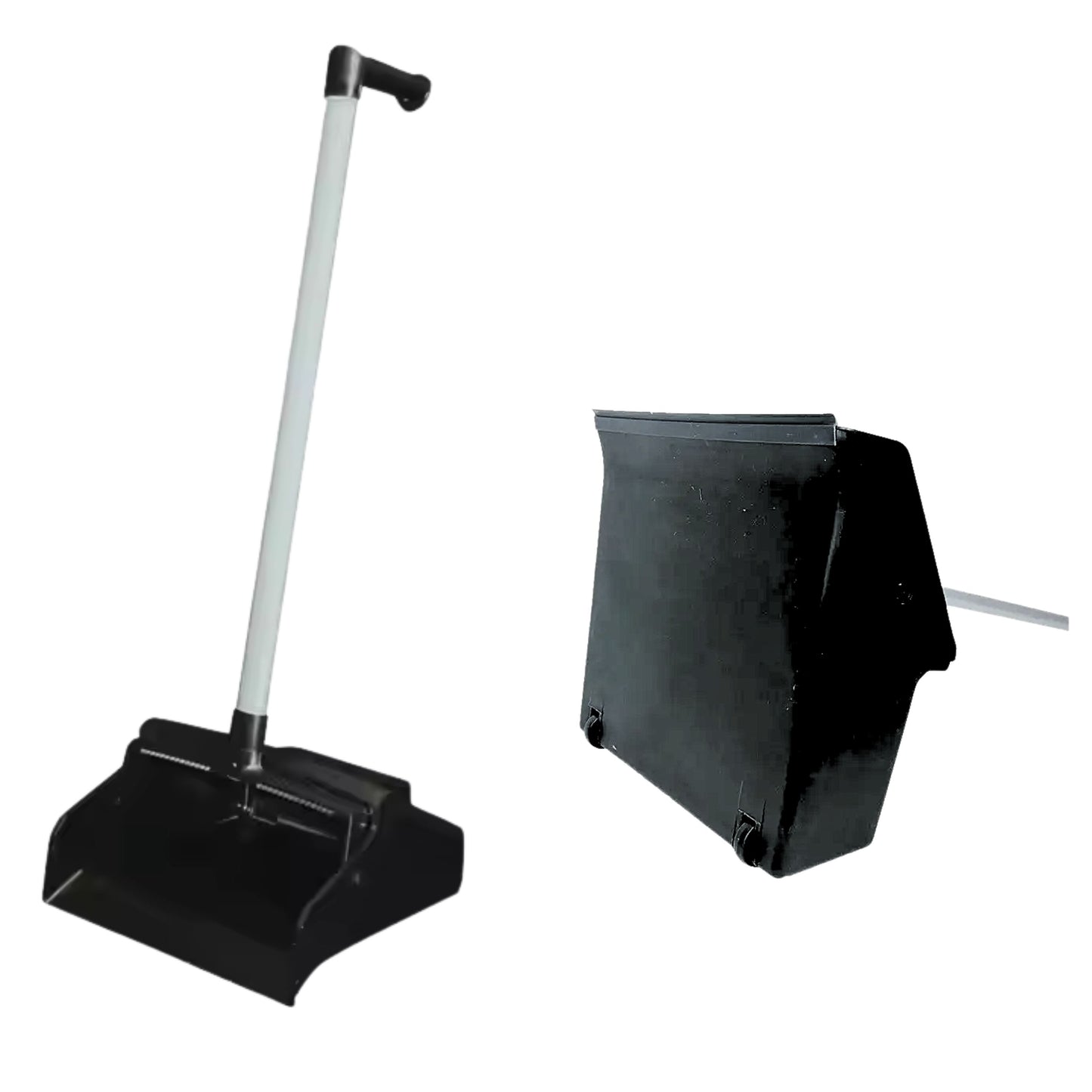 Heavy-Duty Rolling Dust Pan – 30cm Wide, Black PP+PE+Stainless Steel