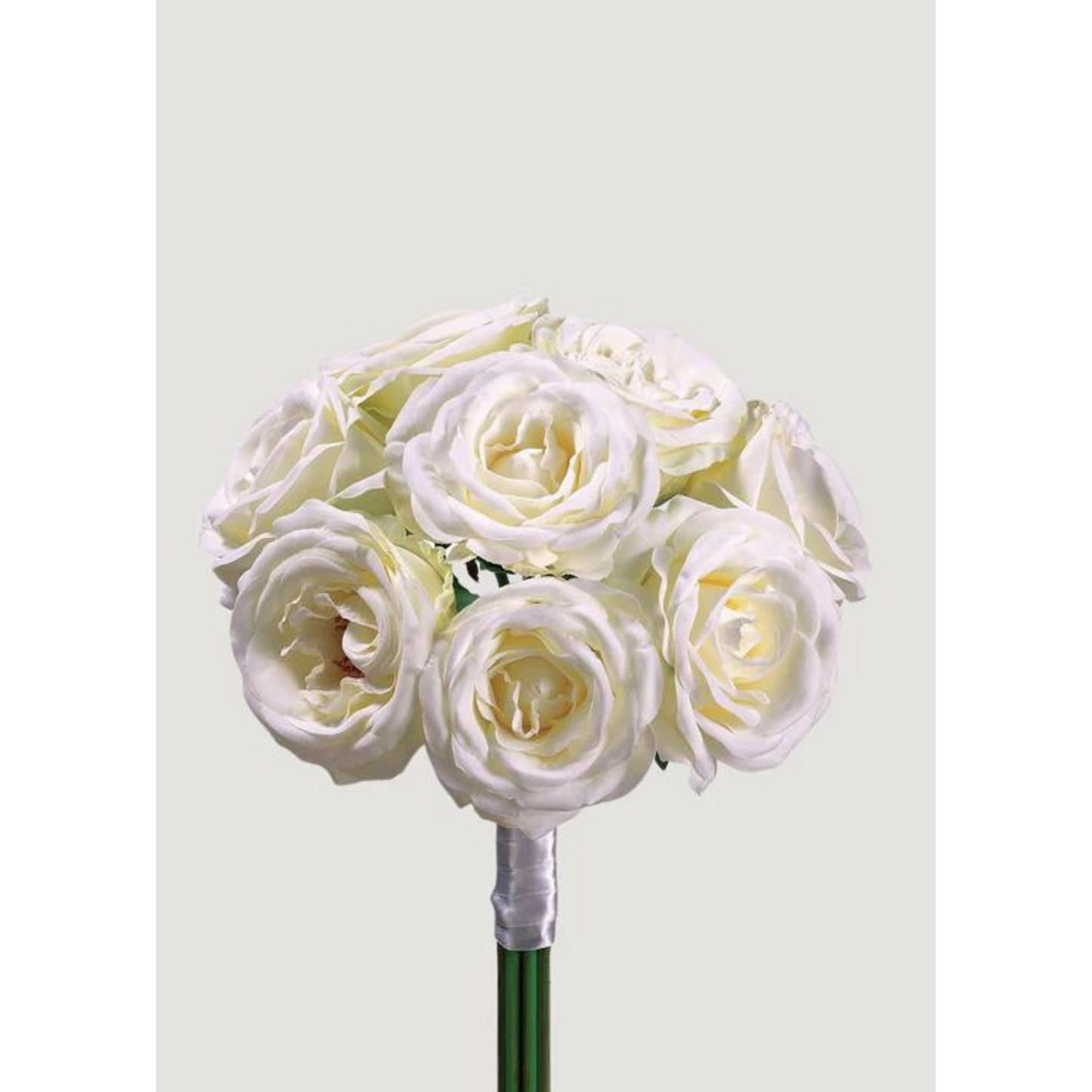Cream Artificial Rose Flower Bouquet – 11 Inch Plastic Floral Arrangement
