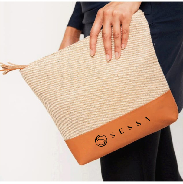 Waterproof Wet Items Bag – Canvas & Straw Design with Inner Pouch