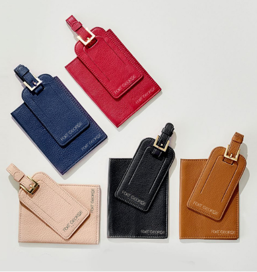 Leather Luggage Tag & Passport Case Set – Stylish & Travel-Ready