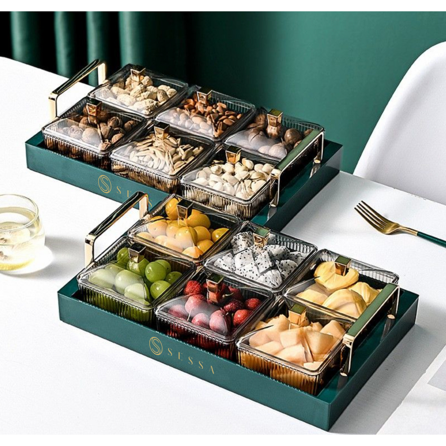 Fruit Storage Box with Serving Plates & Lid – Elegant & Functional